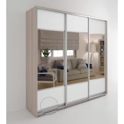 Трехстворчатый шкаф Акцент-Дуэт КВ 2100х600 Ясень шимо светлый