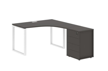 Стол эргономичный с тумбой правый ЕДИС ЕКCЕТ 1318 Р Мокко Белый / EDIS EQCET R