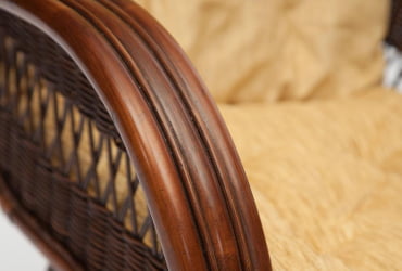 Кресло-качалка АНДРЕА Релакс Медиум /с подушкой/ Пекан Вашед (античн. орех), Ткань рубчик, цвет кремовый / ANDREA Relax Medium Pecan Washed