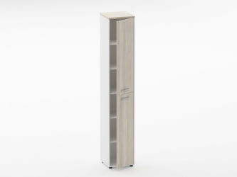 Шкаф 5 узкий закрытый Дека 10.23.16Пр Дуб Сантана светлый/Белый / Deka