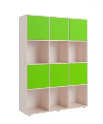 Стеллаж с фасадами ДМ 12 Ясень шимо темный/Зеленый