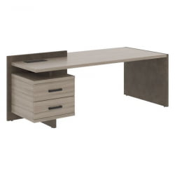 Стол руководителя левый ВООД&СТОНЕ СФ-531301 Дрифтвуд Бетон Чикаго темный / WOOD&STONE