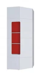Шкаф угловой с полками Палермо Юниор 08 Белый глянец Ясень шимо светлый Красный