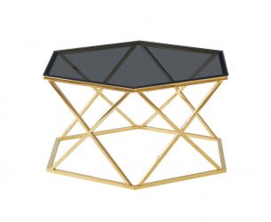 Журнальный столик Круз 93*80 стекло смоке сталь Золото / smoke