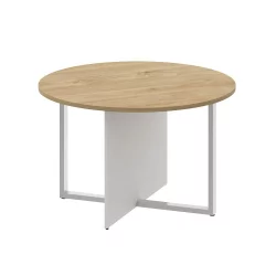 Стол переговорный, круглый СХИФТ СК.СП-КР-120 Тиквуд Светлый/Белый Бриллиант / SHIFT SK.SP-KR-120