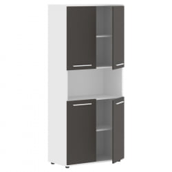Шкаф с двумя комплектами глухих малых дверей ЕДИС ЕХCС 85.4 Мокко Белый Белый / EDIS EHCS