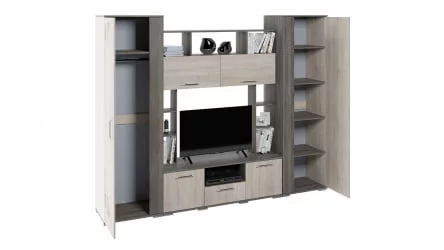 Классическая стенка в гостиную Белла Дуб сонома с рисунком