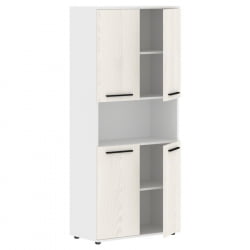 Шкаф с двумя комплектами глухих малых дверей ЕДИС ЕХCС 85.4 Ясень Траун Черный Белый / EDIS EHCS