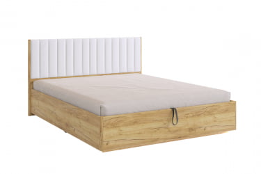 Кровать с подъемным механизмом 160х200 см Адам МСА-06 дуб крафт золотой/белоснежный (экокожа) / MSA-06