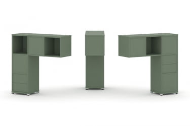 Надставка на стол низкая двухсторонняя + задняя стенка (5 шт.) + блок с 2-мя ящиками (2 шт.) CОНCЕПТ CН.ДНН-003 Кобо Белый металл / CONCEPT CN.DNN-003