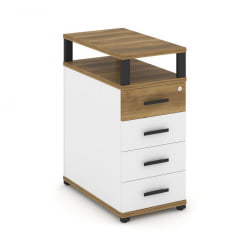 Тумба приставная с 4-мя ящиками и надставкой CОНCЕПТ CН.ТГО-003 Б/В Сандал Янтарный Белый бриллиант Черный / CONCEPT CN.TGO-003 B/W