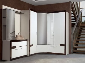 Прихожая в коридор современная Ронда №1 Венге Белый глянец