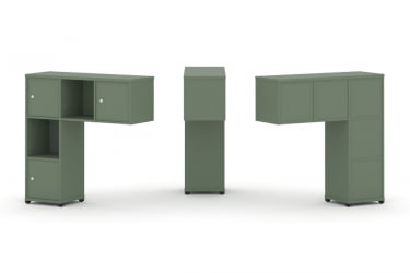 Надставка на стол низкая односторонняя + задняя стенка (5шт.) + распашной фасад (3 шт.) CОНCЕПТ CН.ОНН-002 Кобо Черный металл / CONCEPT CN.ONN-002