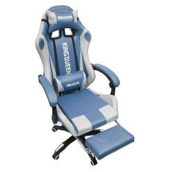 Кресло 907 КИНГКУЕЕН, замша, цвет синий с массажем, арт 907-ЛБ / KINGQUEEN, 907-LB