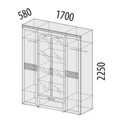 Шкаф четырехдверный с зеркалом Тиффани 93.14