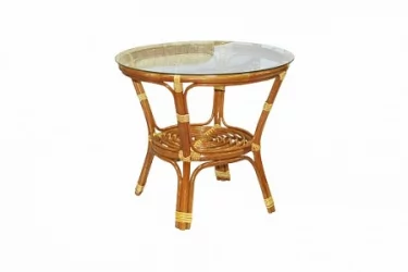 Стол Багама круглый без плетеной столешницы Бахама миндаль матовый / Bahama