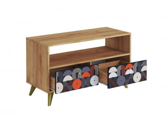 Тумба дизайнерская ТМ-005  дуб крафт золотой/ВИНИЛ / золотой/VINIL