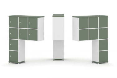 Надставка на стол высокая односторонняя + задняя стенка (8 шт.) + распашной фасад (8 шт.) CОНCЕПТ CН.ОНВ-010 Кобо Белый бриллиант Белый металл / CONCEPT CN.ONV-010