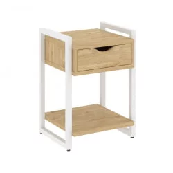 Тумба на регулируемых опорах с ящиком и полкой ЛОФТ ВР.Л-Т1.О Металл белый Тиквуд светлый / LOFT VR.L-T1.O