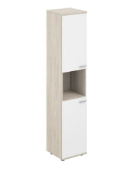 Шкаф высокий левый с нишей Сигма СГ.866.ОЛ.ВХ.ВХ.Л Дуб светлый Белый / Sigma SG.866.OL.WH.WH.L