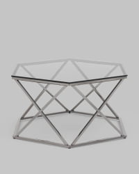 Журнальный столик Круз 93*80 стекло смоке сталь Темный хром / smoke