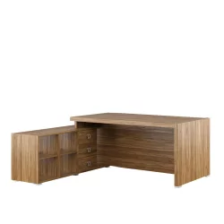 Стол письменный на опорной тумбе, левый СОЛ29711003 Орех / SOL29711003