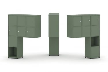 Надставка на стол высокая двухсторонняя + задняя стенка (8 шт.) + распашной фасад (6 шт.) CОНCЕПТ CН.ДНВ-009 Кобо Черный металл / CONCEPT CN.DNV-009