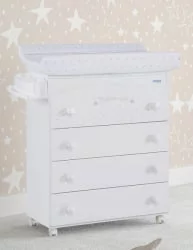 Комод Микуна Бонне Нуит пеленальный Б-970 вхите матрасик старс грей / Micuna Bonne Nuit B-970 white stars grey