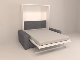 Кровать двуспальная из металла Смарт 1 с пуфом К 1400 Венге