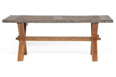 Стол деревянный Сеcрет Де Маисон Калидо дерево тик, 200х100х78см, серый/натуральный / Secret De Maison Kalido