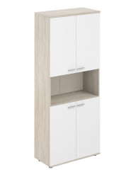 Шкаф высокий с нишей Сигма СГ.841.ОЛ.ВХ.ВХ Дуб светлый Белый / Sigma SG.841.OL.WH.WH