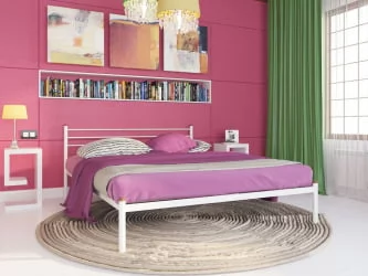 Кровать двуспальная из металла Милана 160х200 Белый