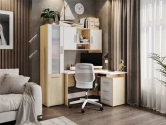 Угловой компьютерный стол Лайт 2 Дуб сонома/Белый