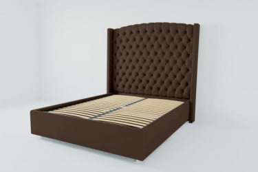 Мягкая интерьерная кровать &куот;Берлин Люкс&куот; с ортопедическими латами (металл) Материал фасада: Искусственная кожа; Спальное место: 900х2000 мм; Цвет фасада: Коричневый; Цвет корпуса: Коричневый / "Берлин Люкс"