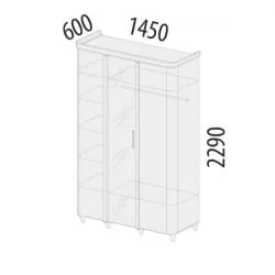 Шкаф трехдверный с зеркалом Катрин 92.12 Дуб венге Белый песок Браун вуд