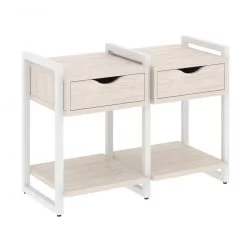 Тумба на регулируемых опорах наборная. Вариант №1 ЛОФТ ВР.Л-ТН-1.О Металл белый Денвер светлый / LOFT VR.L-TN-1.O