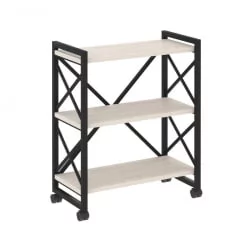 Стеллаж на колесных опорах - 3 полки ЛОФТ  ВР.Л-МСТ.К-3.8 Металл черный Денвер светлый / LOFT VR.L-MST.K-3.8