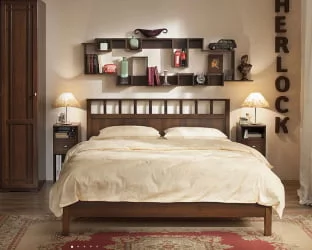 Кровать Люкс (1600) Шерлоcк 47 Орех шоколадный (спальня) / Sherlock