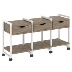 Тумба на колесных опорах наборная. Вариант №4 ЛОФТ ВР.Л-ТН-4.К Металл белый Тиквуд темный / LOFT VR.L-TN-4.K