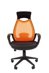 Кресло для руководителя CХАИРМАН 840 блаcк  Сетчатый акрил/оранжевый / CHAIRMAN black
