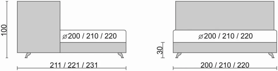 Круглая кровать Каприсе 200кс200 Красная ткань / Caprice 200x200