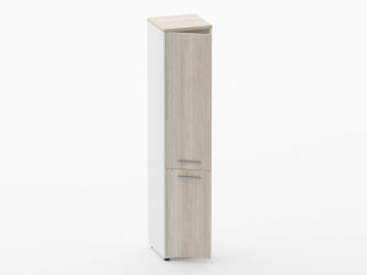Шкаф 4 узкий закрытый Дека 10.19.15Л Дуб Сантана светлый/Белый / Deka