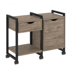 Тумба на колесных опорах наборная. Вариант №3 ЛОФТ ВР.Л-ТН-3.К Металл черный Тиквуд темный / LOFT VR.L-TN-3.K