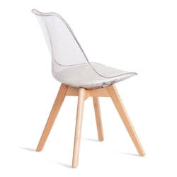 Стул ТУЛИП (мод. 73-1) дерево/пластик/экокожа, 47,5кс55кс80 см, Прозрачный (Транспарент) / TULIP (mod. 47,5x55x80 (Transparent)
