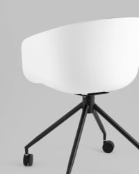 Кресло офисное ЛИБРА пластик белый экокожа черная на колесиках / LIBRA