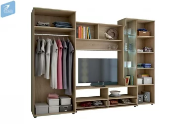 Стенка Флоренция 5 Белый глянец/Дуб сонома светлый