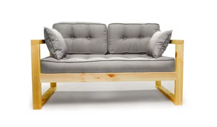 Диван для балкона двухместный ДЕмоку Д-2 серебристо-серый_натуральный / DEmoku