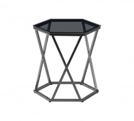 Журнальный столик Круз 48*42 стекло смоке сталь Темный хром / smoke