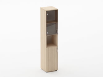 Шкаф высокий со стеклом и нишей Глассй 6.19.14Л Венге / Glassy