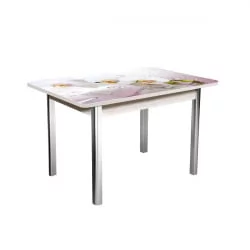 Стол нераздвижной 1,2 Победа, СТЕКЛО, опоры полуовал ХРОМ, Беленый дуб/Р008_78933 / дуб/R008_78933